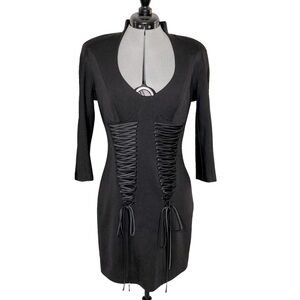 Robert Rodriguez Black fitted Bustier Style Dress w/Double Row Satin Laces